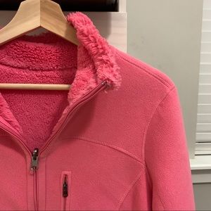 pink fuzzy jacket